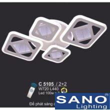 Đèn mâm Sano LED 100W*2-3 màu, đế phát sáng chuyển 3 màu, L440*W720, có remote