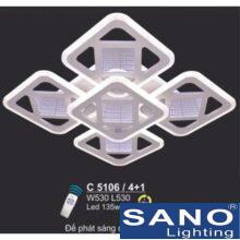 Đèn mâm Sano LED 135W*2-3 màu, đế phát sáng chuyển 3 màu, L530*W530, có remote
