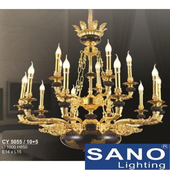 Đèn chùm nến Sano phong cách Tây Ban Nha hiện đại Ø1000*H850, E14*L15, thân xi vàng 24