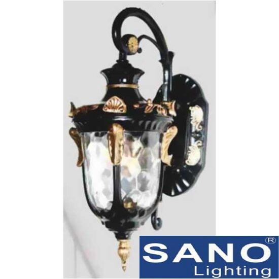Đèn gắn cổng Sano E27*1, Ø180*H450, vỏ đen