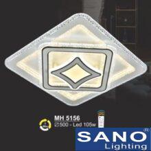Đèn mâm Sano LED vuông 105W-3 màu ánh sáng, Ø500, có remote đa năng