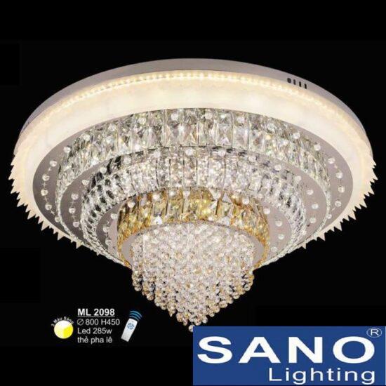 Đèn mâm pha lê Sano Led-285W - thẻ pha lê Ø800*H450mm