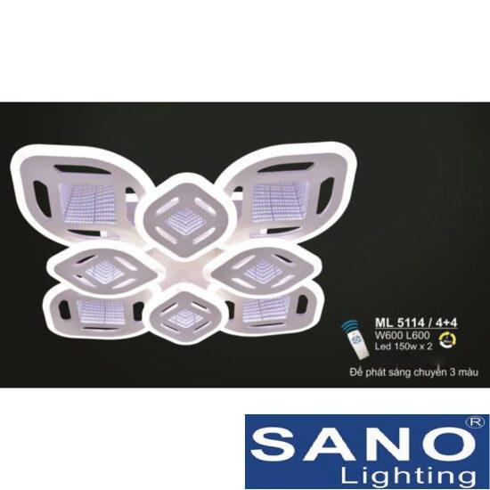 Đèn mâm Sano LED 150W*2-3 màu, đế phát sáng chuyển 3 màu, L600*W600, có remote