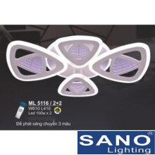 Đèn mâm Sano LED 100W*2-3 màu, đế phát sáng chuyển 3 màu, L410*W610, có remote