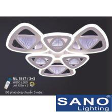 Đèn mâm Sano LED 125W*2-3 màu, đế phát sáng chuyển 3 màu, L650*W650, có remote