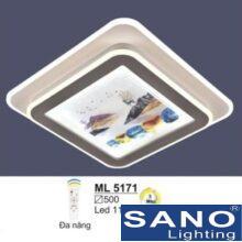 Đèn mâm Sano LED vuông 115W-3 màu ánh sáng, Ø500, có remote đa năng