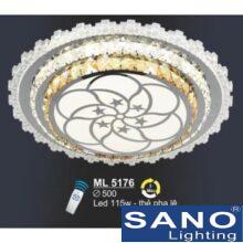 Đèn mâm pha lê Sano LED 115W-3 màu ánh sáng, Ø500, có remote