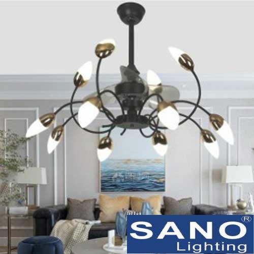 Quạt đèn Sano Led 115W, Ø800*H400, 3 màu, có remote