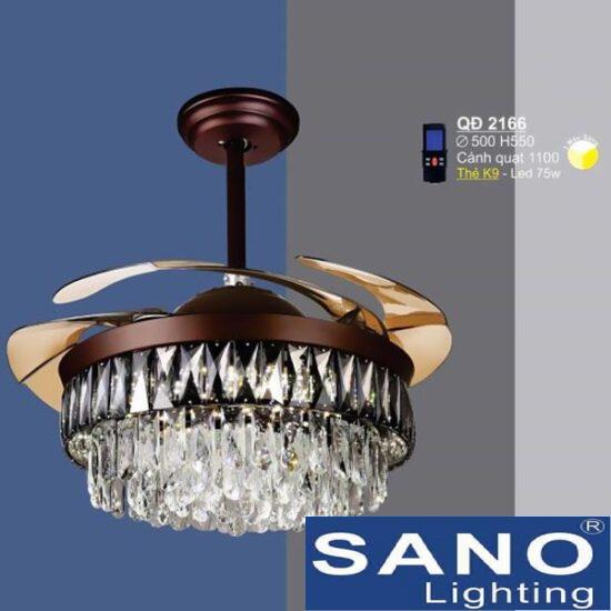 Quạt đèn pha lê K9 Sano led 75W - Ø500*H550mm