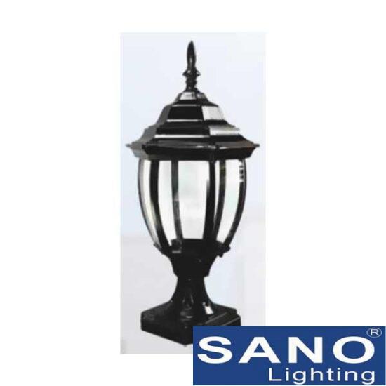 Đèn trụ cổng Sano E27*1, Ø160*H350, vỏ đen