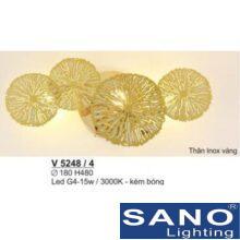 Đèn vách trang trí Sano LED G4-15W-3000K (kèm bóng)-Ø180*H480, thân inox vàng