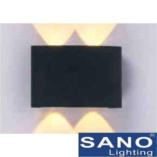 Đèn vách Sano vuông Led 6W+6W, Ø120*H80, vỏ đen