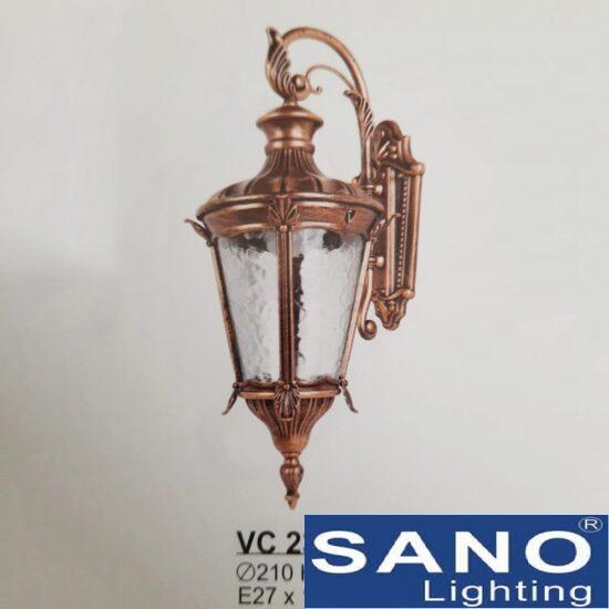 Đèn vách cổng Sano E27*1 - Ø210*H520 mm, vỏ vàng đồng